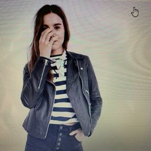 Washed Leather Moto Jacket DAMAGED Size XS